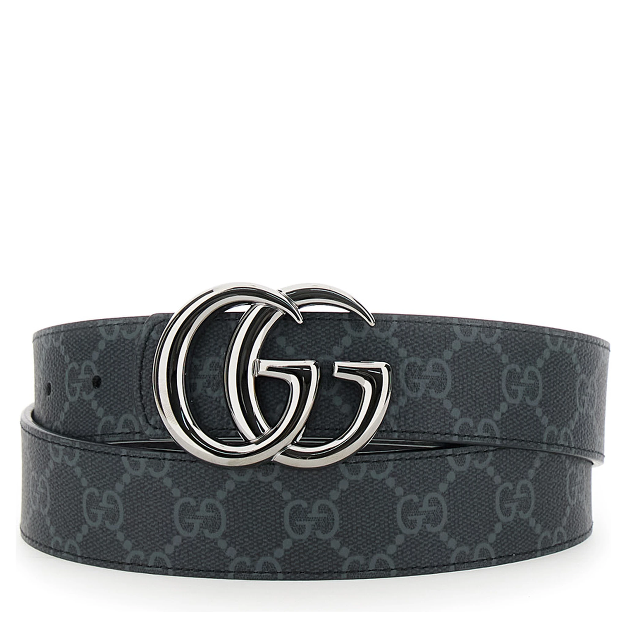 Grey Reversible Belt with GG Buckle in GG Canvas and Leather Man