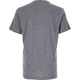 Grey Crewneck T-Shirt with Logo Lettering Print on the Front in Cotton Man