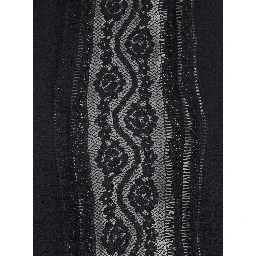 Asteria Black Top with Embroidery Details and Semi-Transparent Design in Cotton and Tech Fabric Blend Woman
