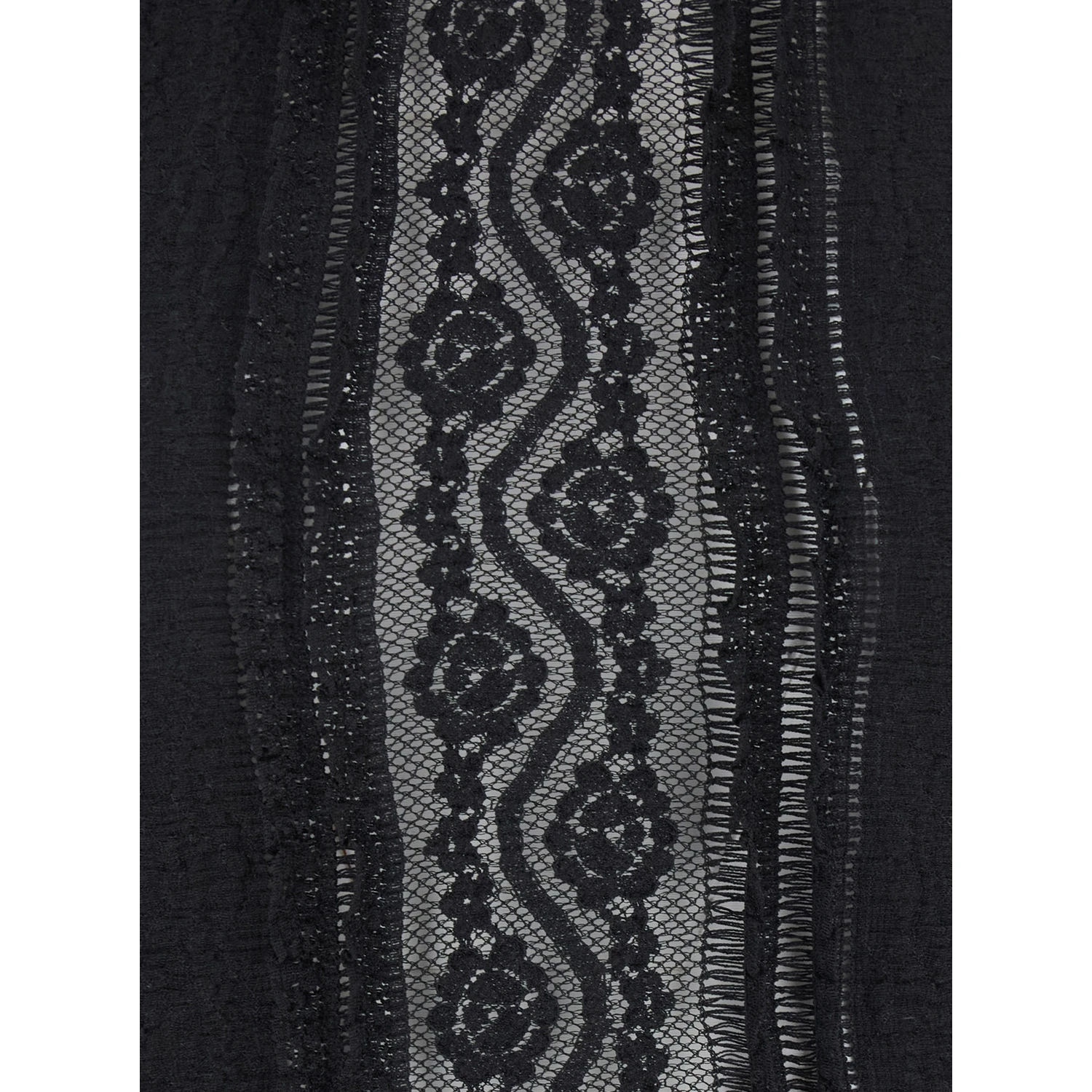 Asteria Black Top with Embroidery Details and Semi-Transparent Design in Cotton and Tech Fabric Blend Woman