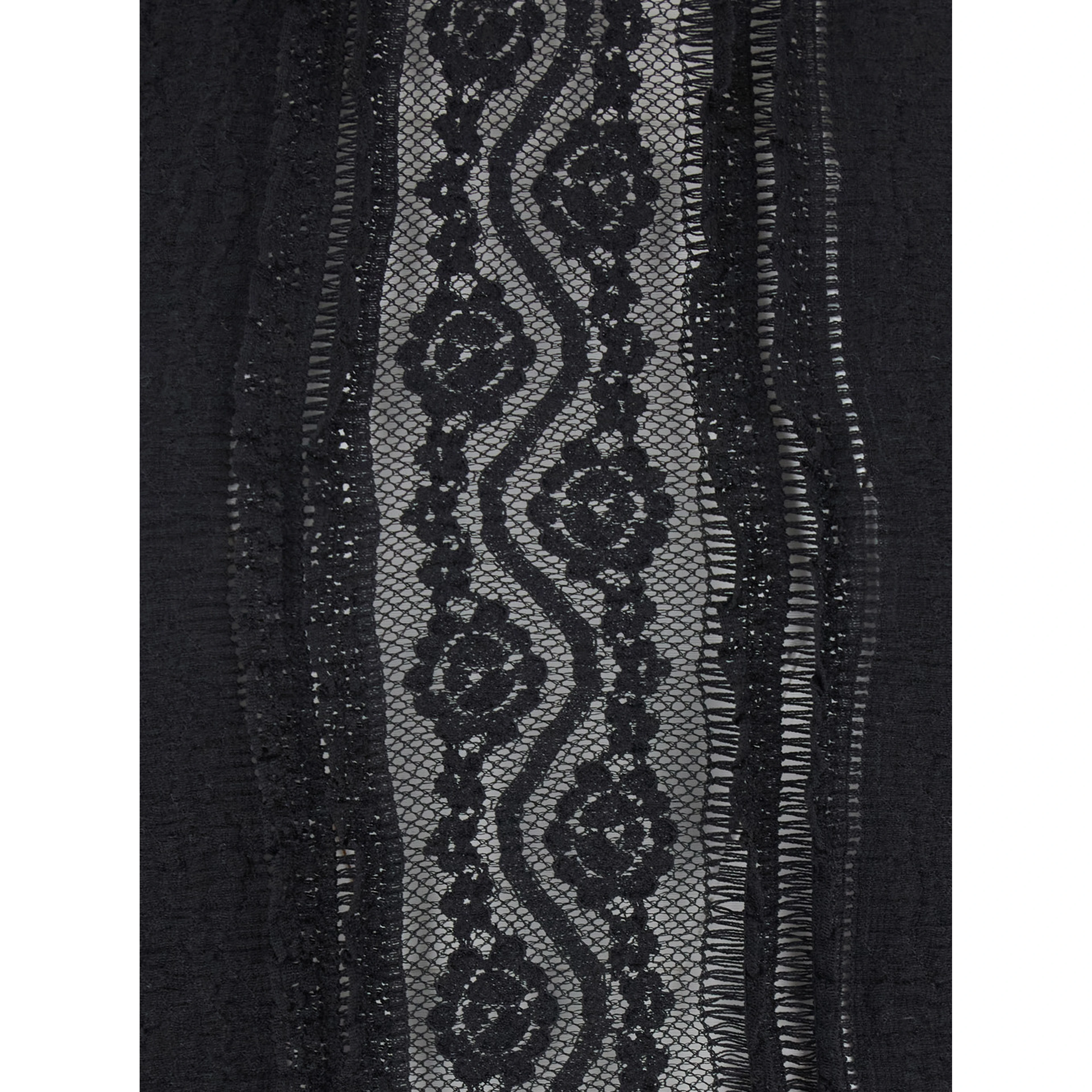 Asteria Black Top with Embroidery Details and Semi-Transparent Design in Cotton and Tech Fabric Blend Woman