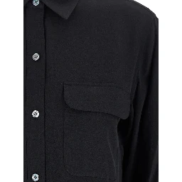 Signature Black Shirt with Patch Pockets in Silk Woman