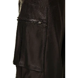 Brown Cargo Pants in Nappa Leather Woman