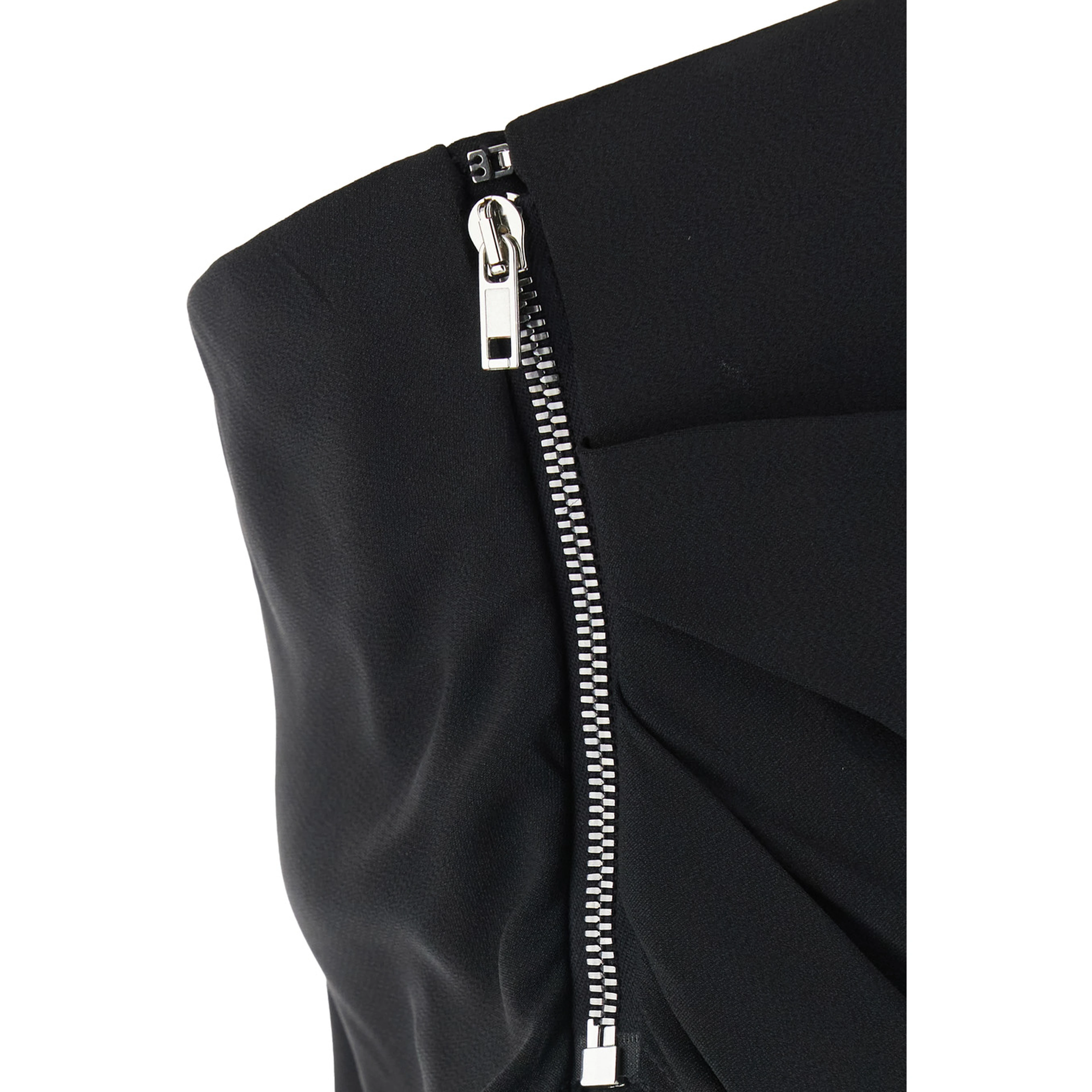 Lido Black Long Dress with Straight Neckline and Asymmetric Design in Viscose Blend Woman