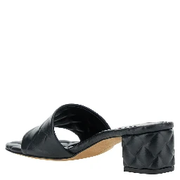 Black Mules with Intreccio Motif in Leather Woman