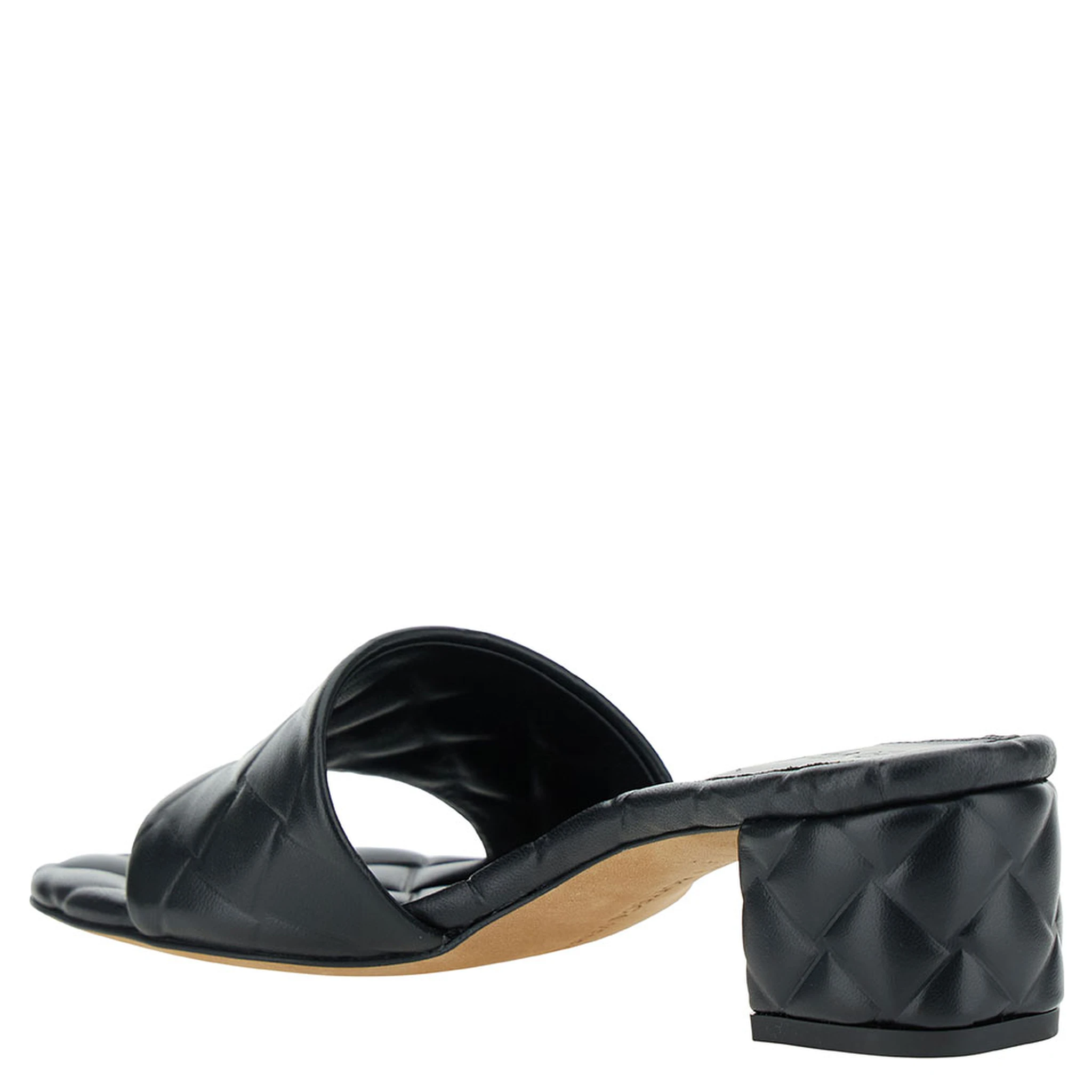 Black Mules with Intreccio Motif in Leather Woman