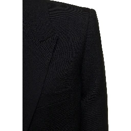 Saint Laurent Womans Black  Gabardine Single-Breasted Blazer