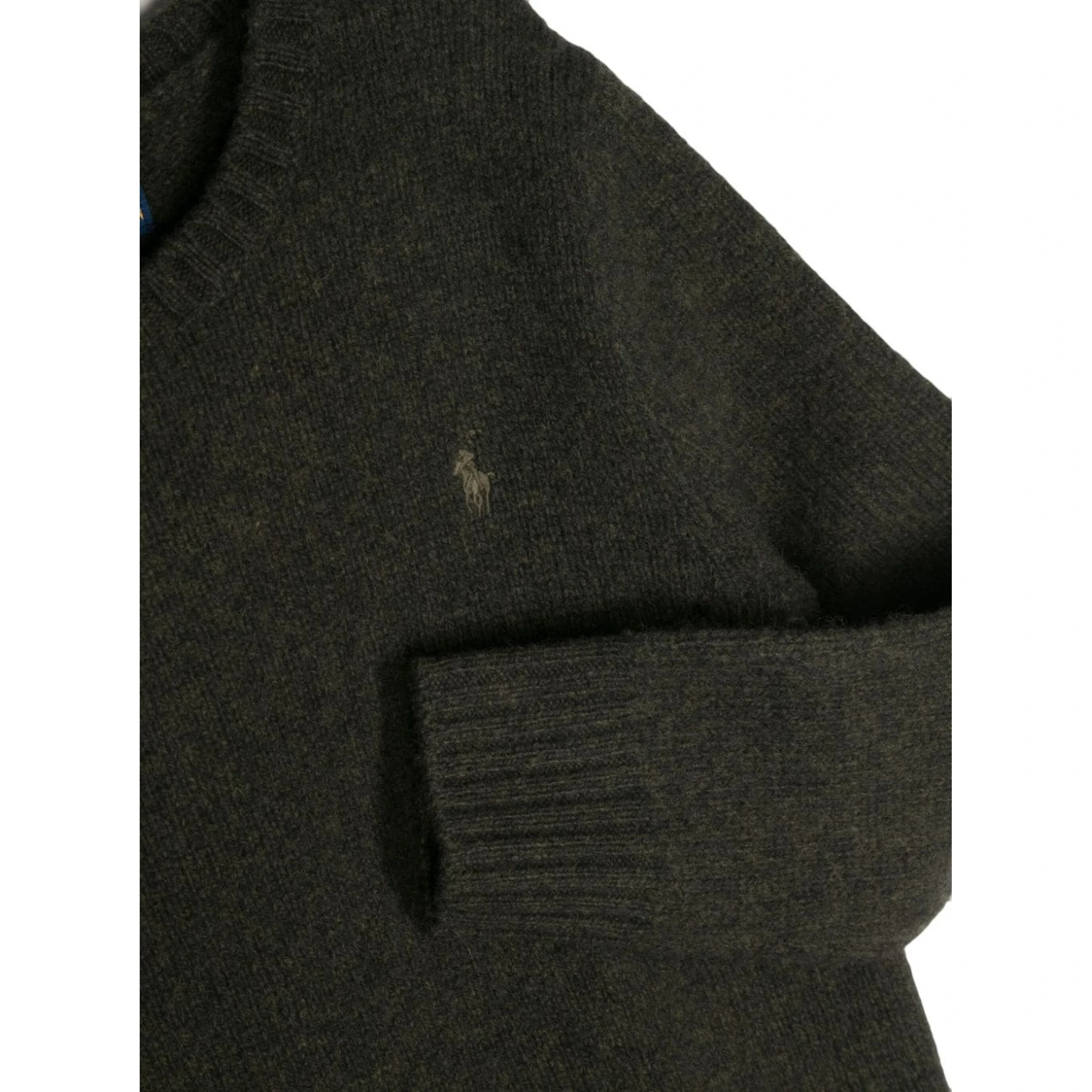 Dark Green Sweater with Pony Detail Embroidered on the Front in Wool and Cashmere Blend Boy