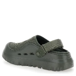 Peakmod Green Mules with Adjustable Strap and Lug Sole in Tech Fabric Man