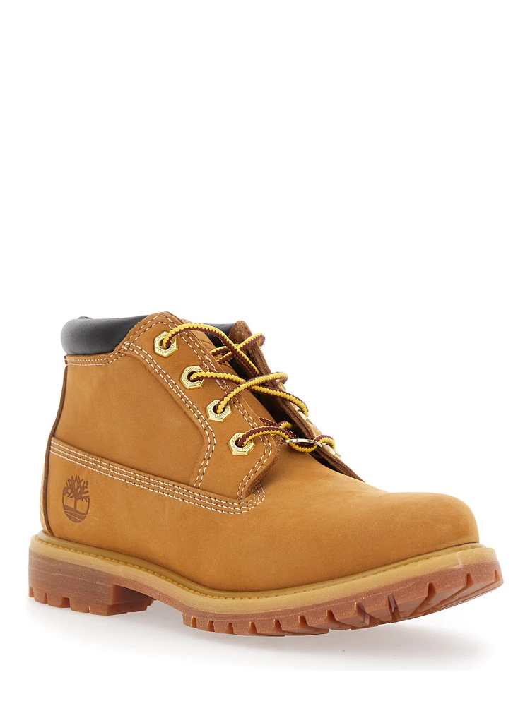 Nellie Mid Chukka Beige Ankle Boots with Embossed Logo on the Side and Padded Rear in Leather Woman alternative