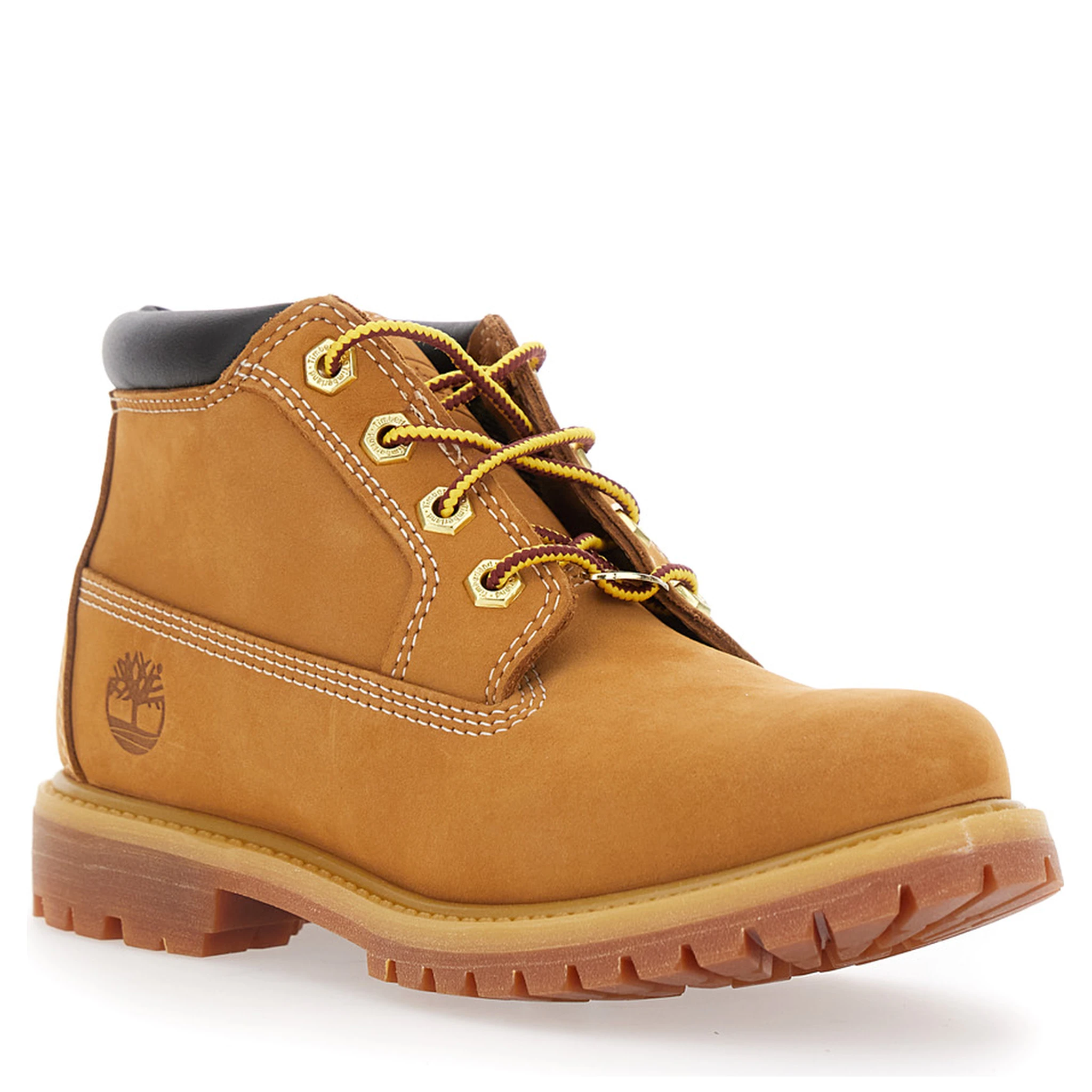 Nellie Mid Chukka Beige Ankle Boots with Embossed Logo on the Side and Padded Rear in Leather Woman