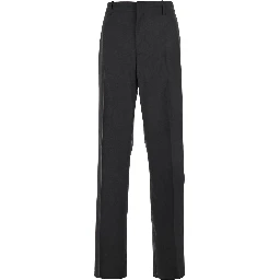 Grey Pants with Belt Loops and One Rear Welt Pocket in Wool Man