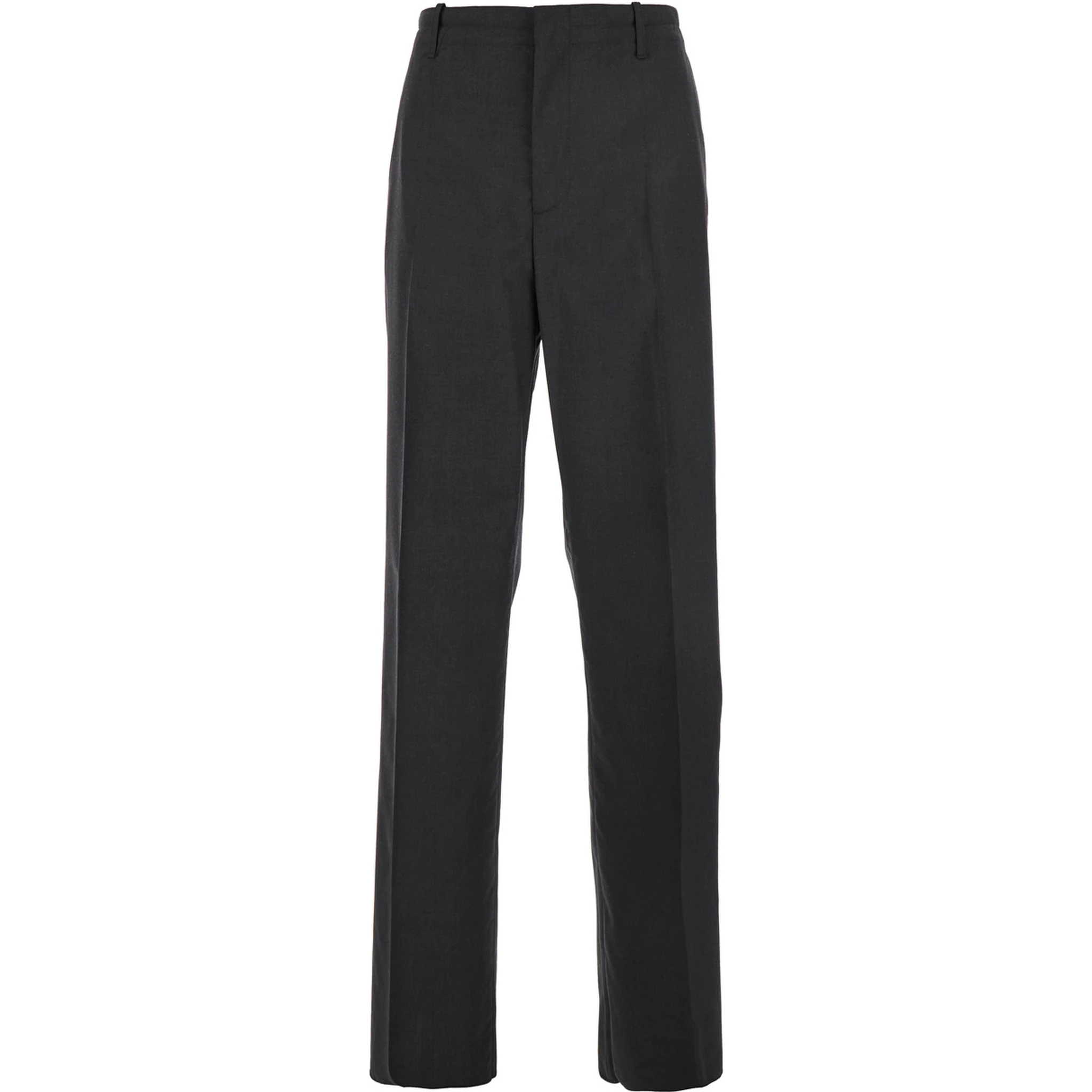 Grey Pants with Belt Loops and One Rear Welt Pocket in Wool Man