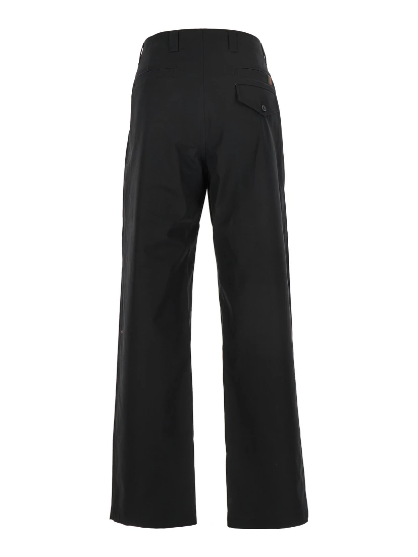 Black Pants with Belt Loops and Web Detail on the Rear in Cotton Man