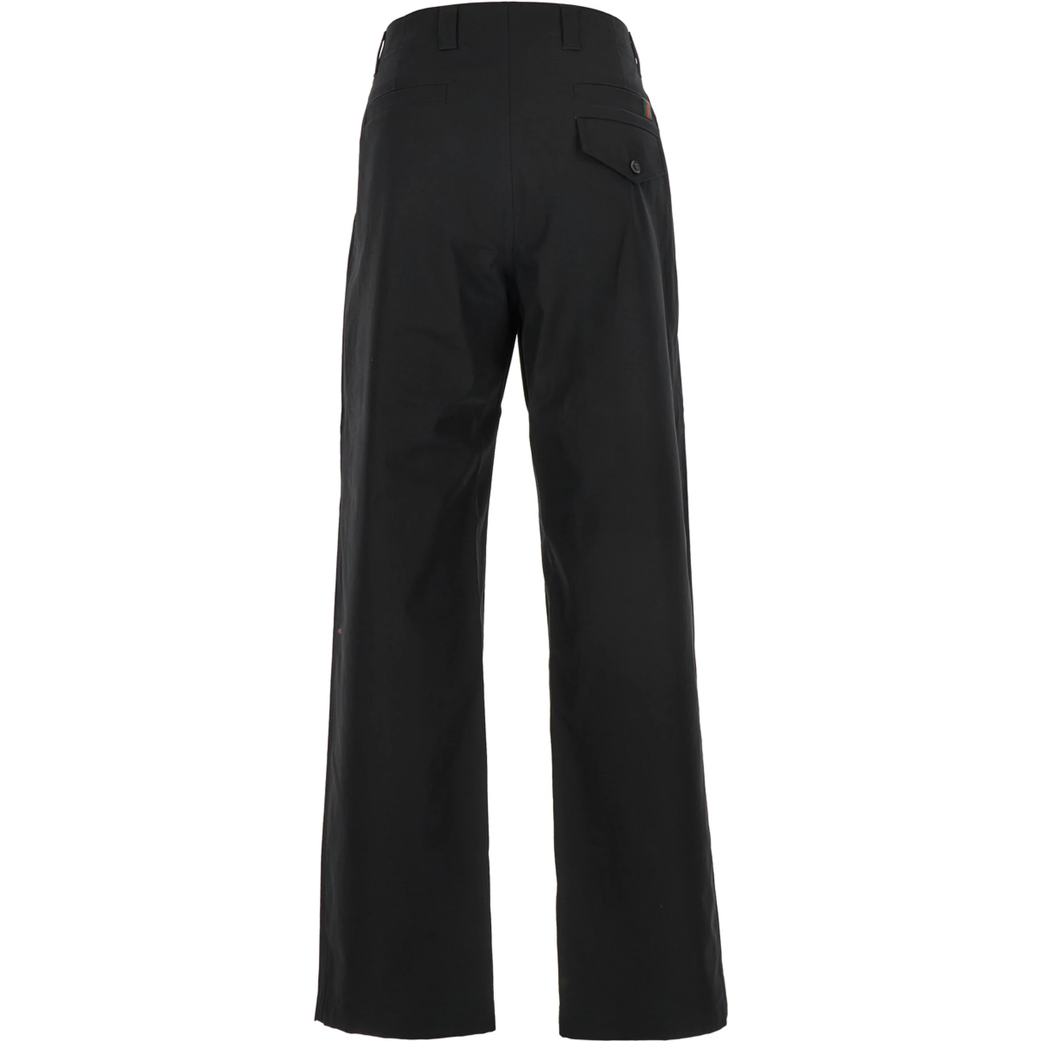 Black Pants with Belt Loops and Web Detail on the Rear in Cotton Man