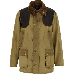 Beige Jacket with Contrasting Corduroy Collar in Cotton Man