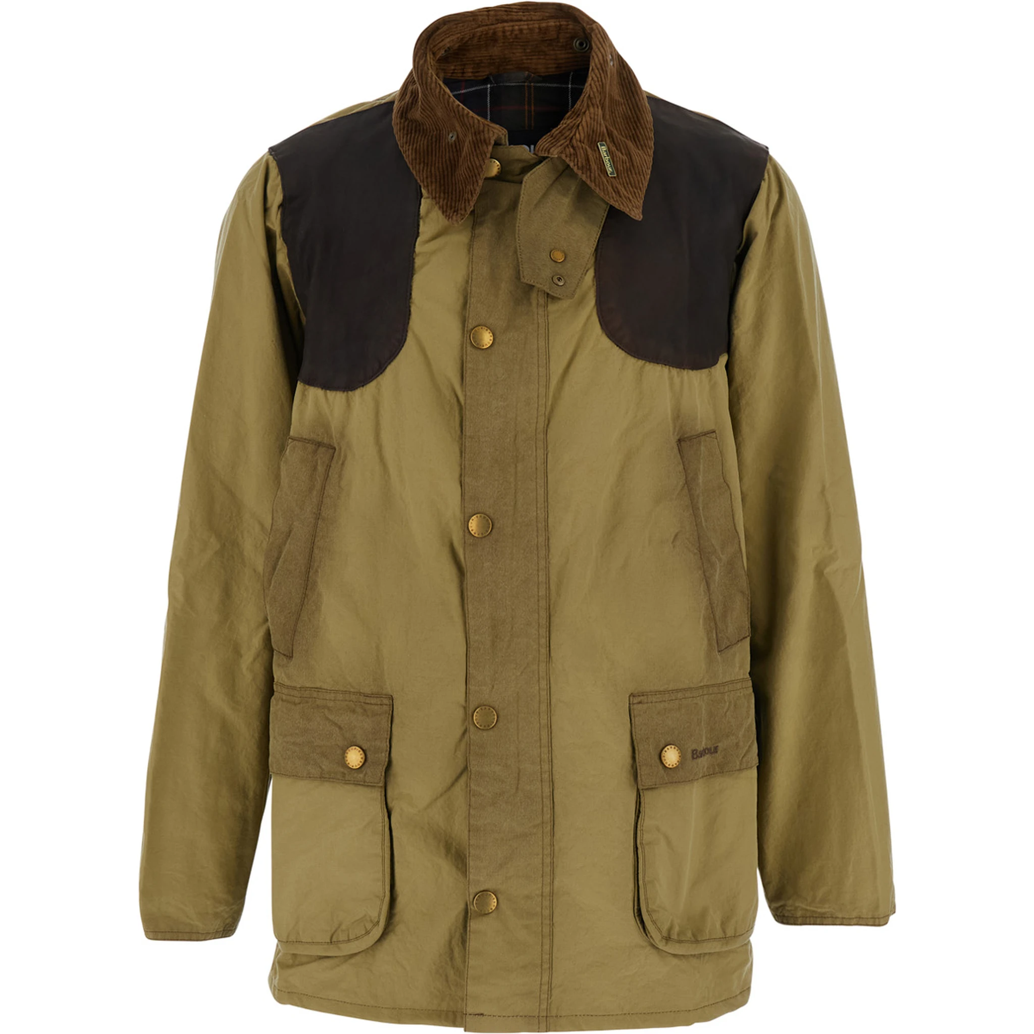Beige Jacket with Contrasting Corduroy Collar in Cotton Man