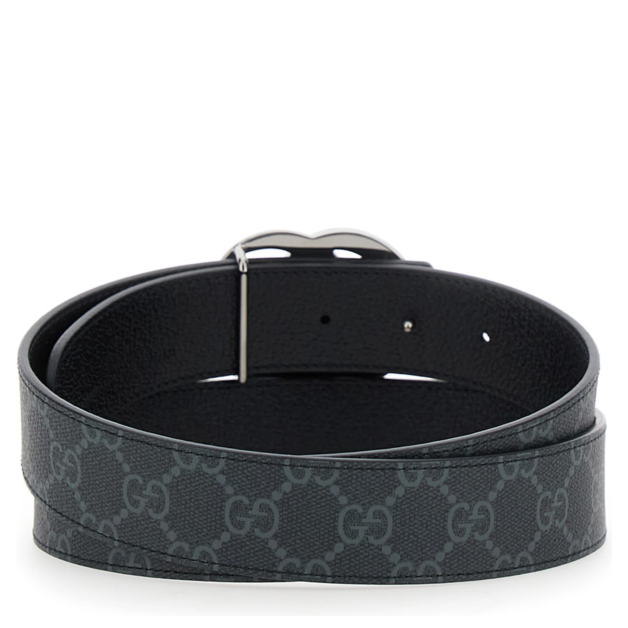 Grey Reversible Belt with GG Buckle in GG Canvas and Leather Man