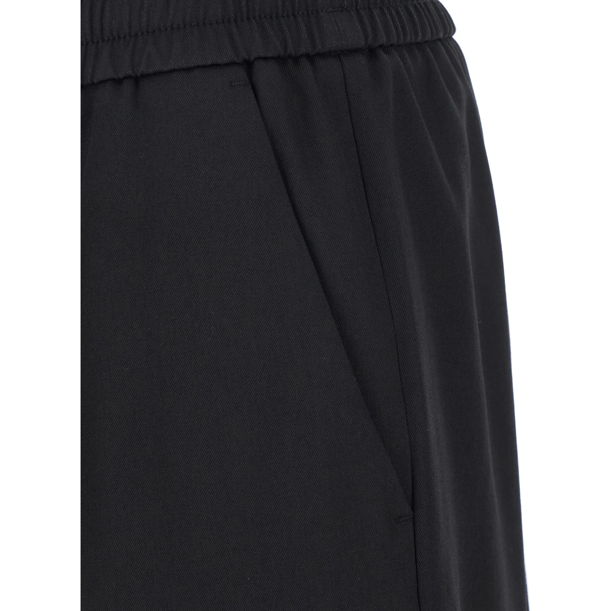 Lennon Black Pants with Elastic Waist and Logo on the Back in Virgin Wool Man