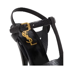 Tribute Black Sandals with Logo in Patent Leather Woman