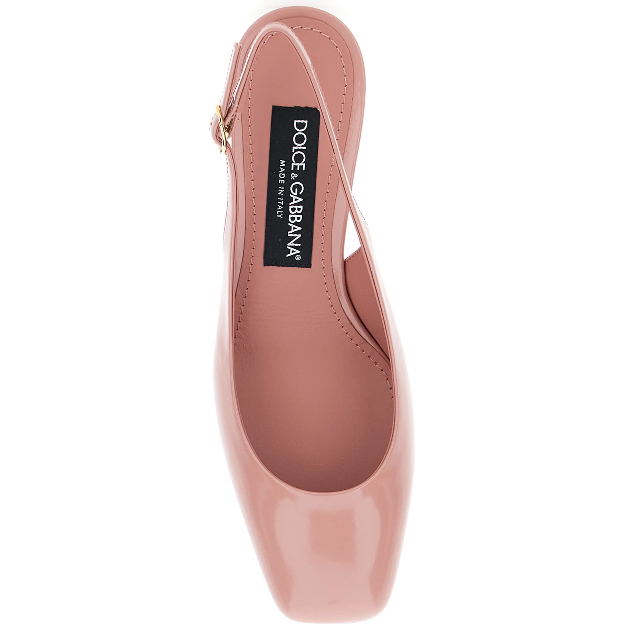 Pink Décolleté with DG Logo on the Heel in Shiny Leather Woman