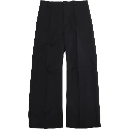 Black Trousers with Tone-on-Tone Logo on the Back in Wool Blend Boy