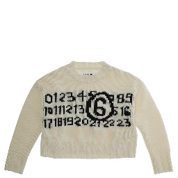 White Jumper with Maxi Logo on Front in Wool Boy