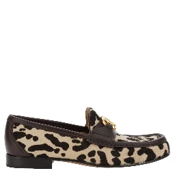 Multicolor Loafers with Brushed and All-Over Animal Print in Leather Woman