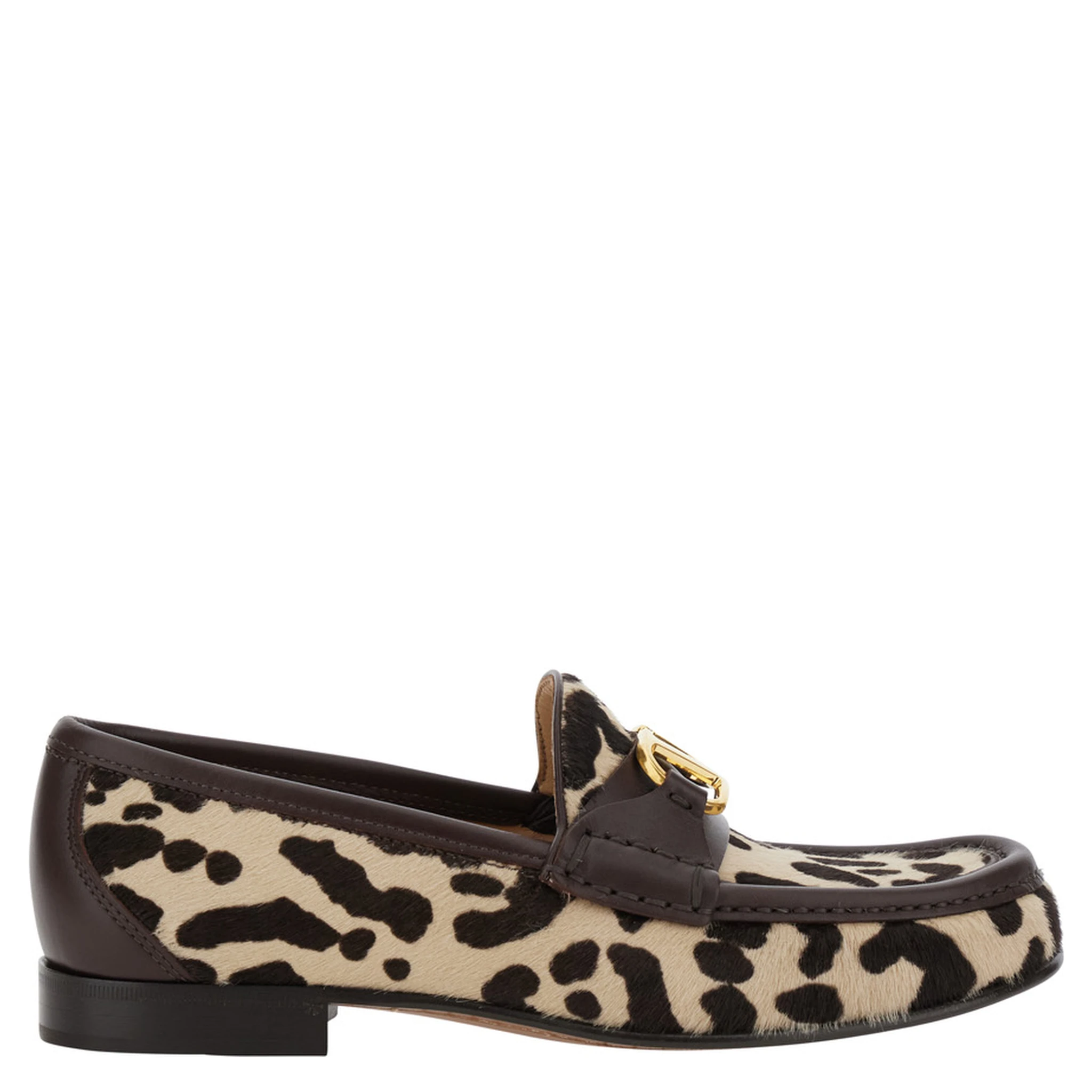 Multicolor Loafers with Brushed and All-Over Animal Print in Leather Woman