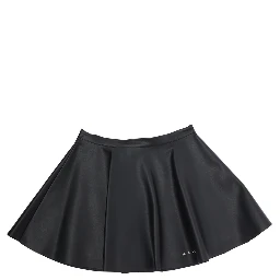 Black Skirt with Pleated Details in Eco Leather Girl