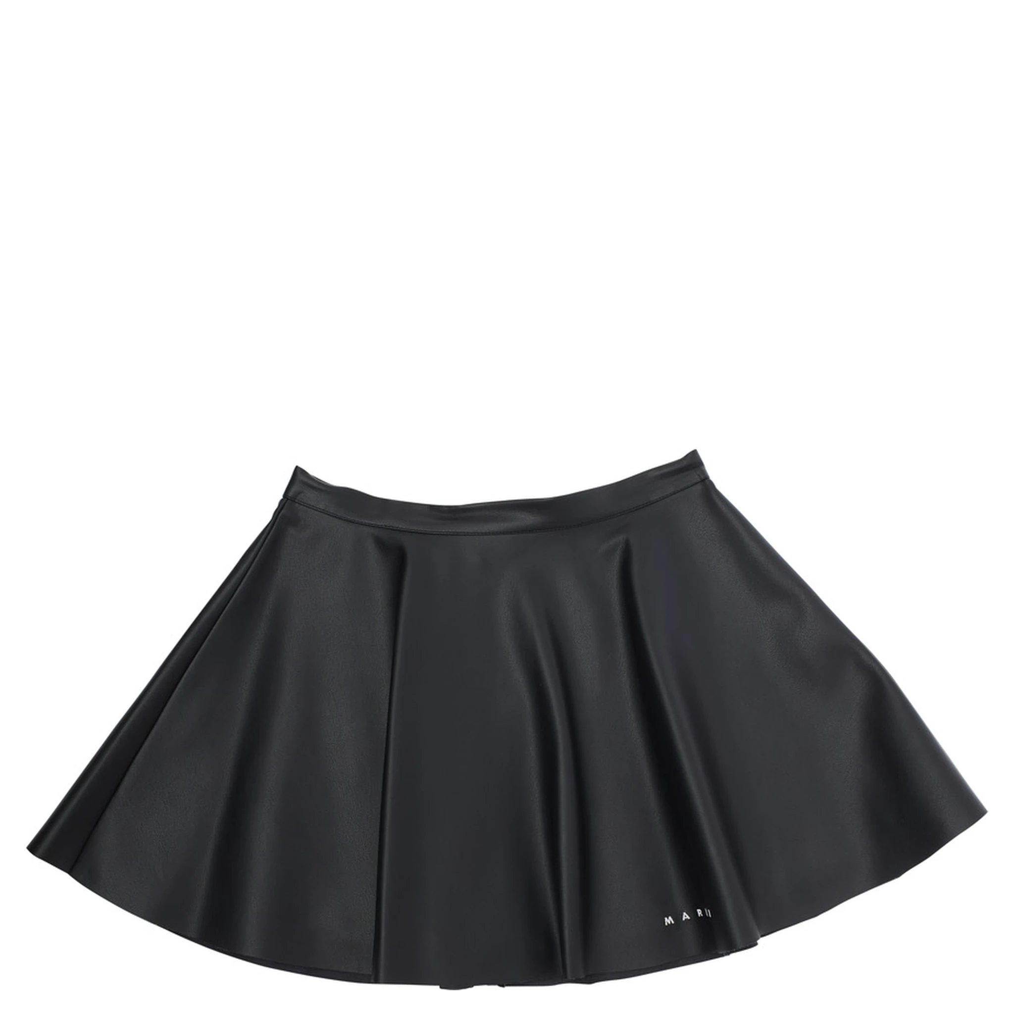 Black Skirt with Pleated Details in Eco Leather Girl