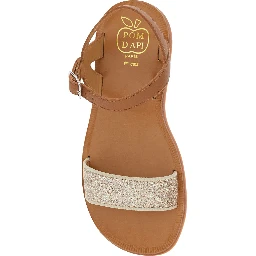 Plagette Brown Sandals with Open Toe and Glitter Detail in Leather Girl