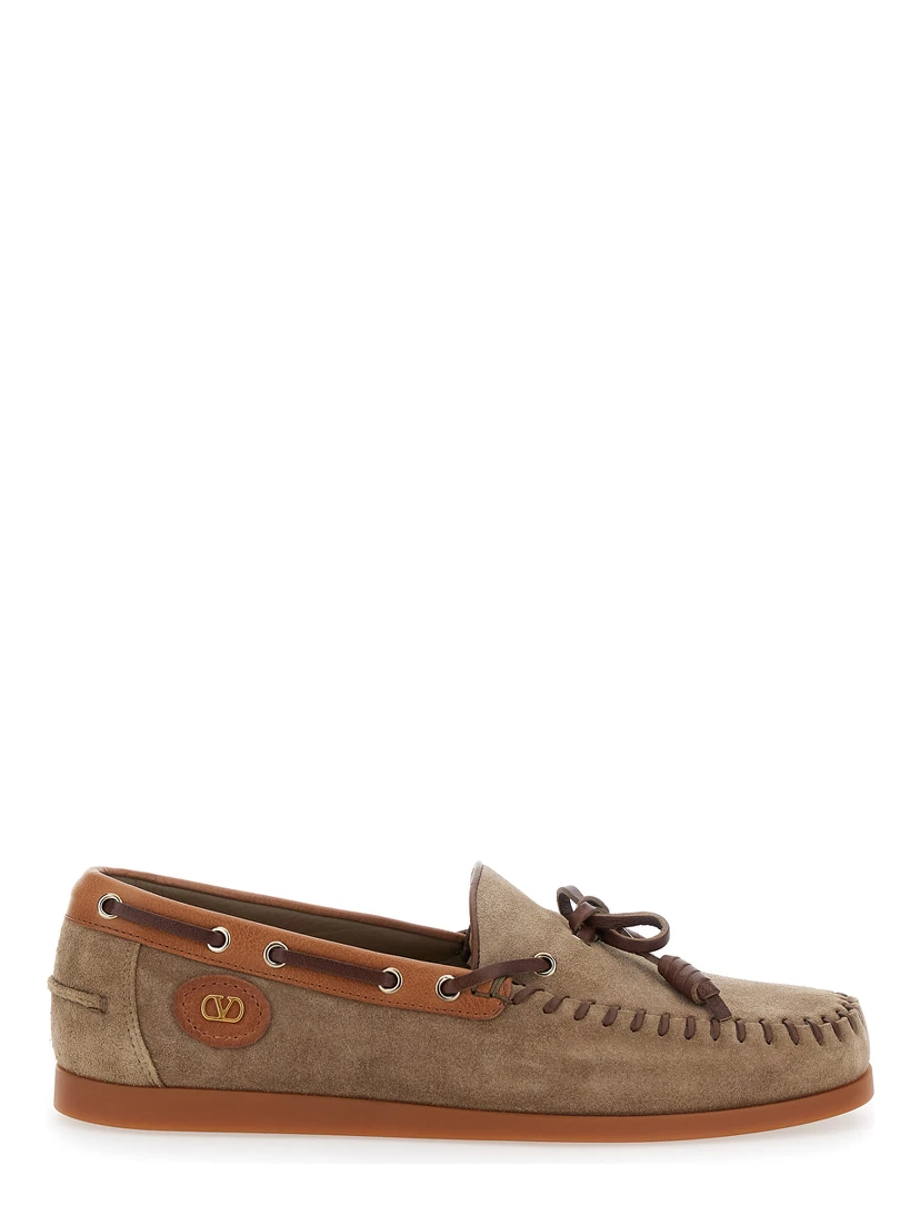 Palm Avenue Brown Loafers with VLogo Patch on the Sidei n Leather Man