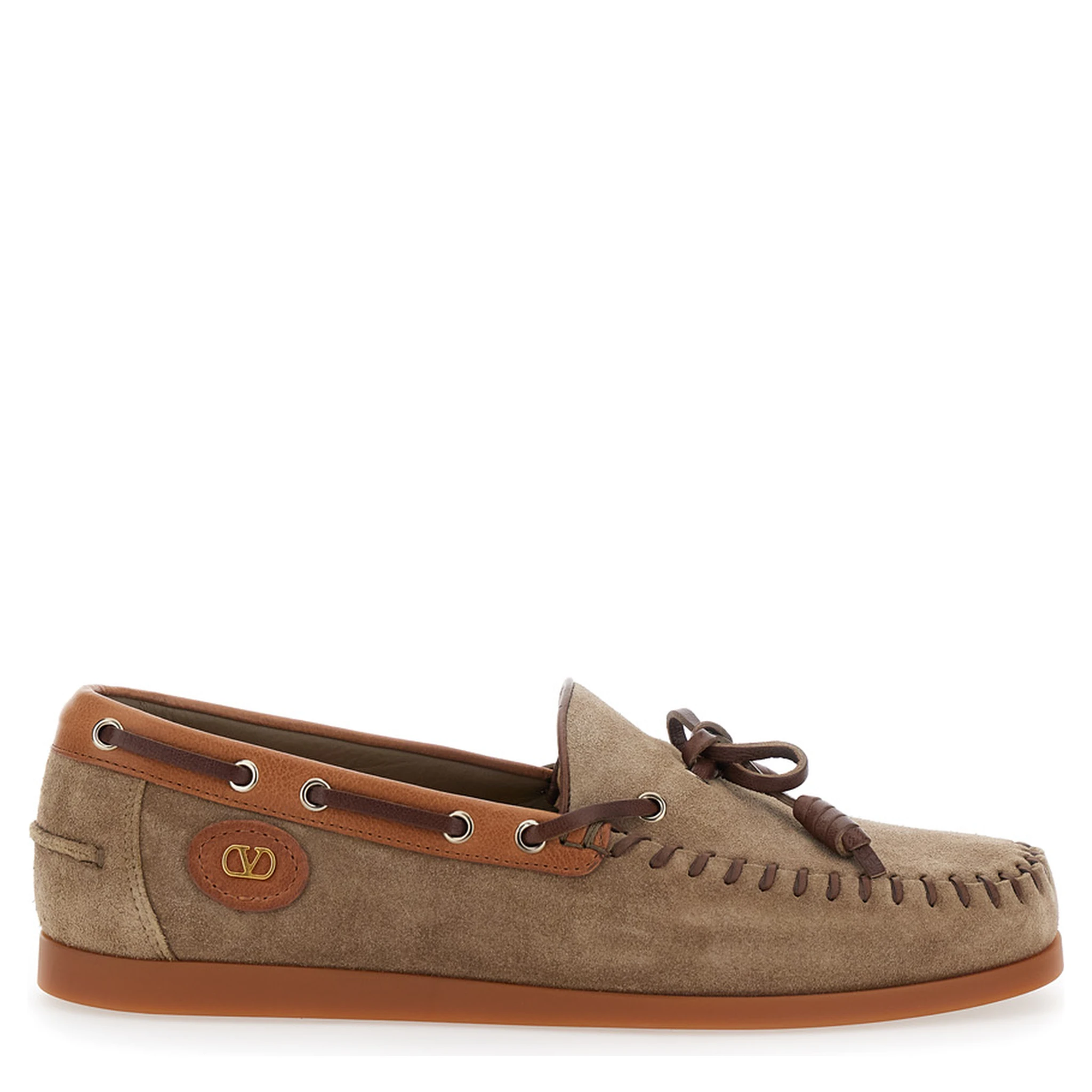 Palm Avenue Brown Loafers with VLogo Patch on the Sidei n Leather Man