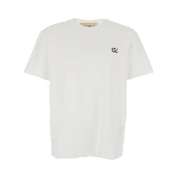 White Crewneck T-Shirt with VLogo on the Front in Cotton Man