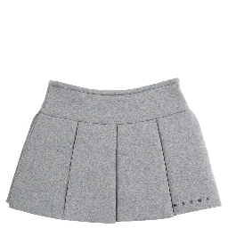 Grey Pleated Skirt with Logo on Front in Cotton Girl