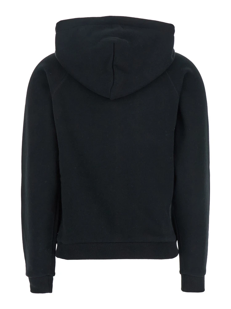 Black Hoodie with Drawstring Hood and Pony Embroidery on the Front in Cotton Blend Woman alternative