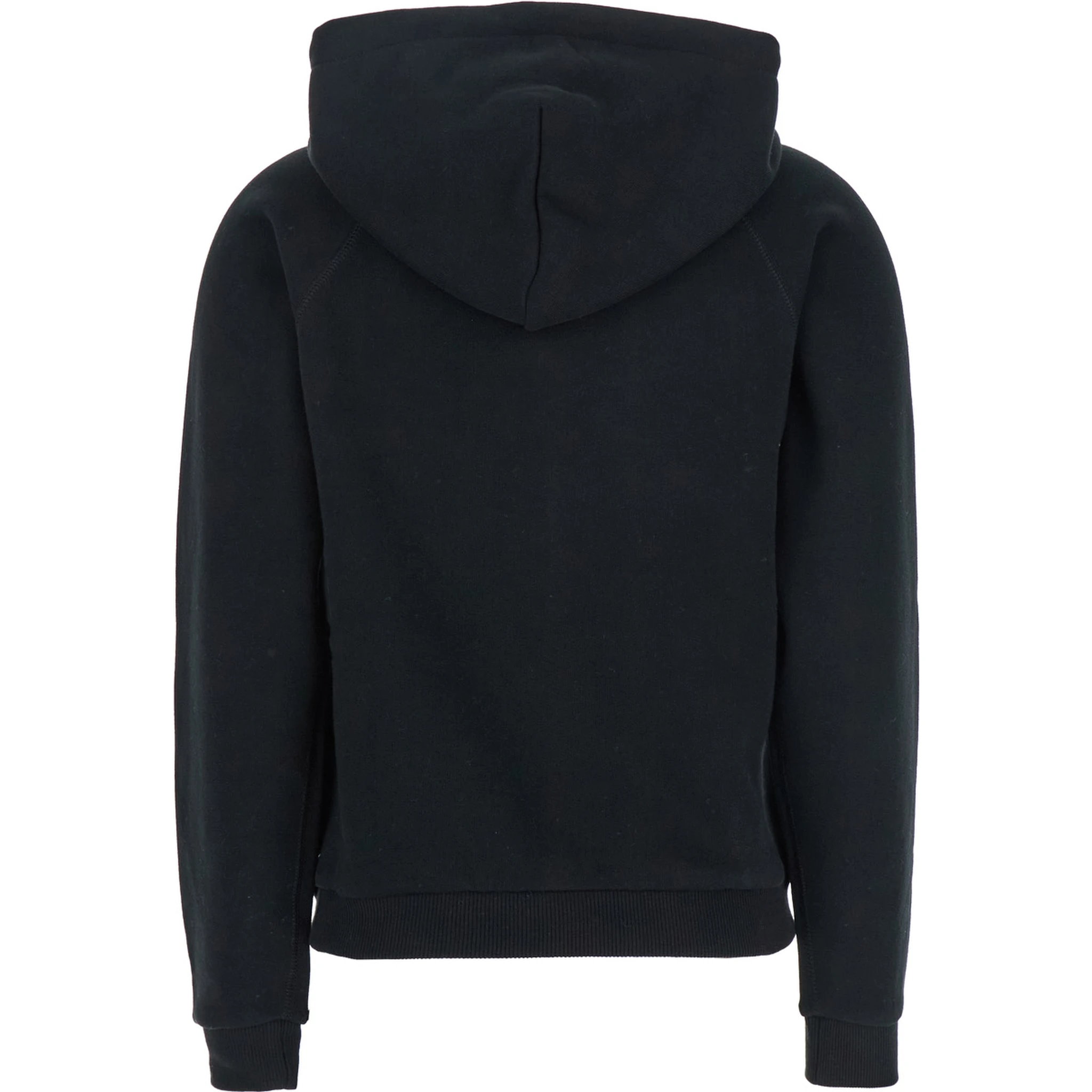 Black Hoodie with Drawstring Hood and Pony Embroidery on the Front in Cotton Blend Woman