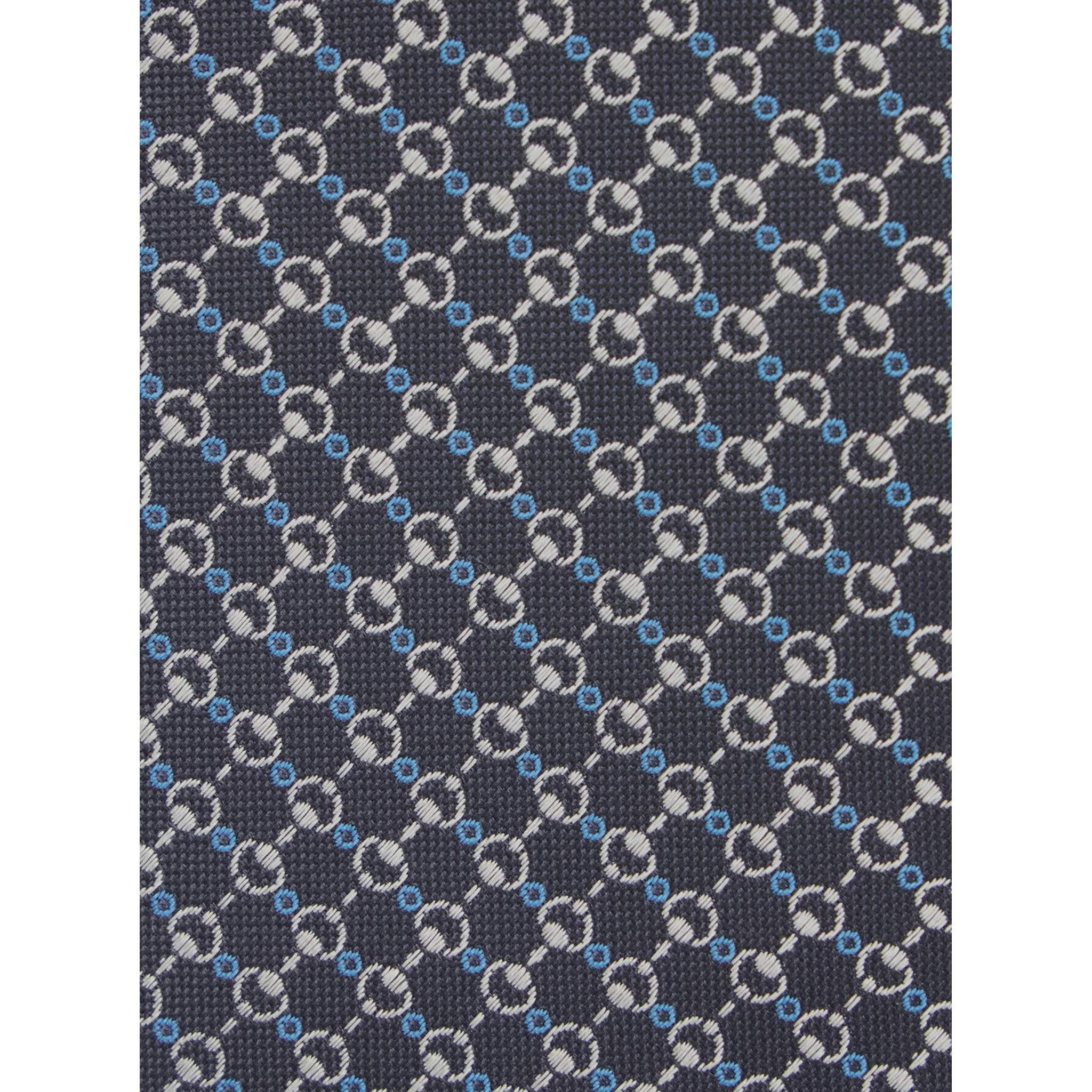 Grey Tie with All-Over Horsebit Print in Silk Man