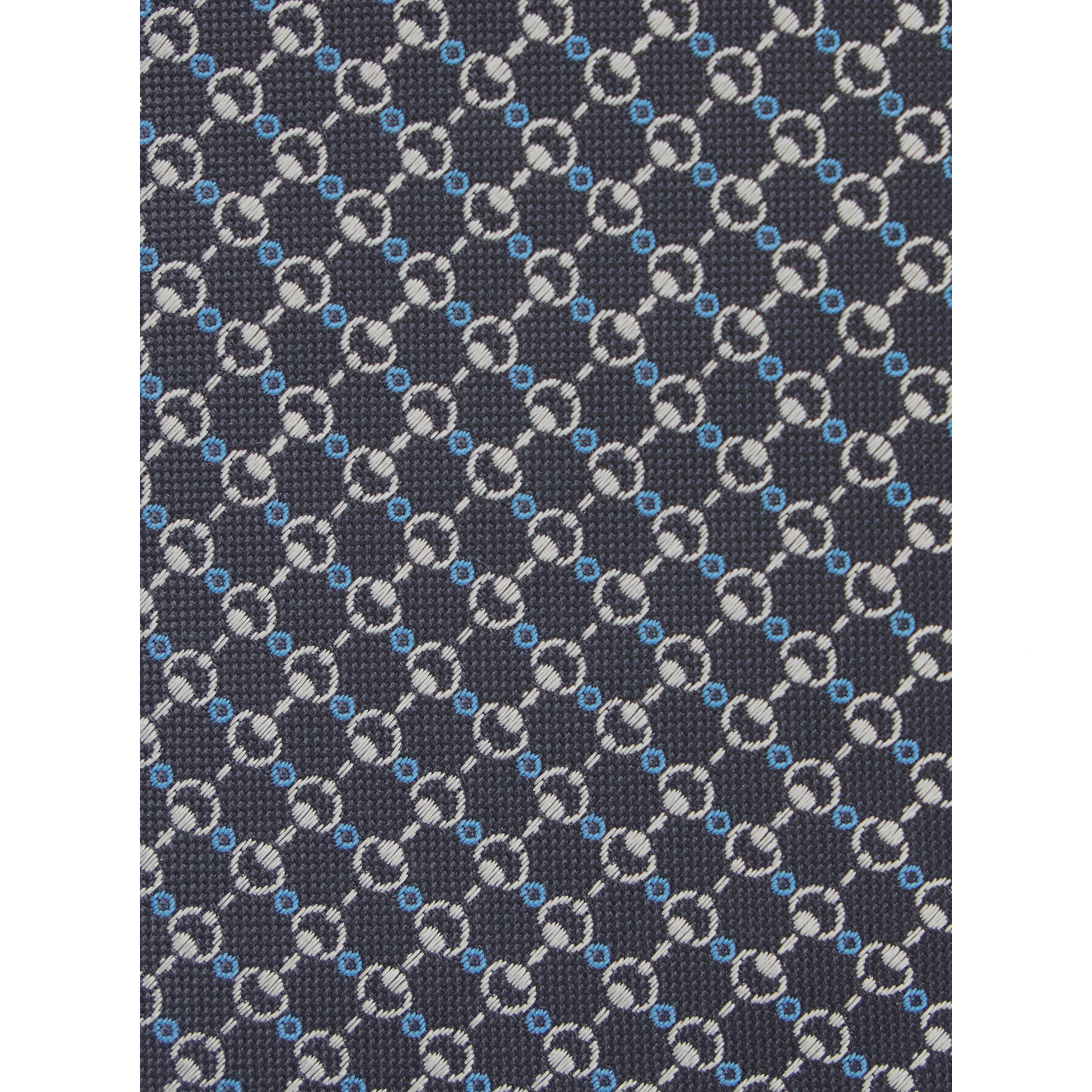 Grey Tie with All-Over Horsebit Print in Silk Man