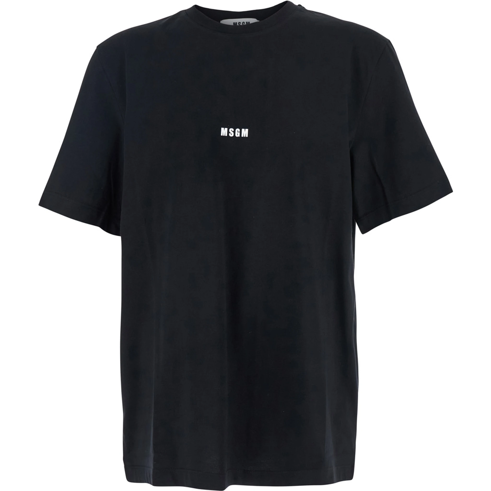 Black T-Shirt with Lettering Logo on the Front in Cotton Man