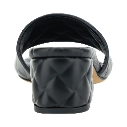 Black Mules with Intreccio Motif in Leather Woman