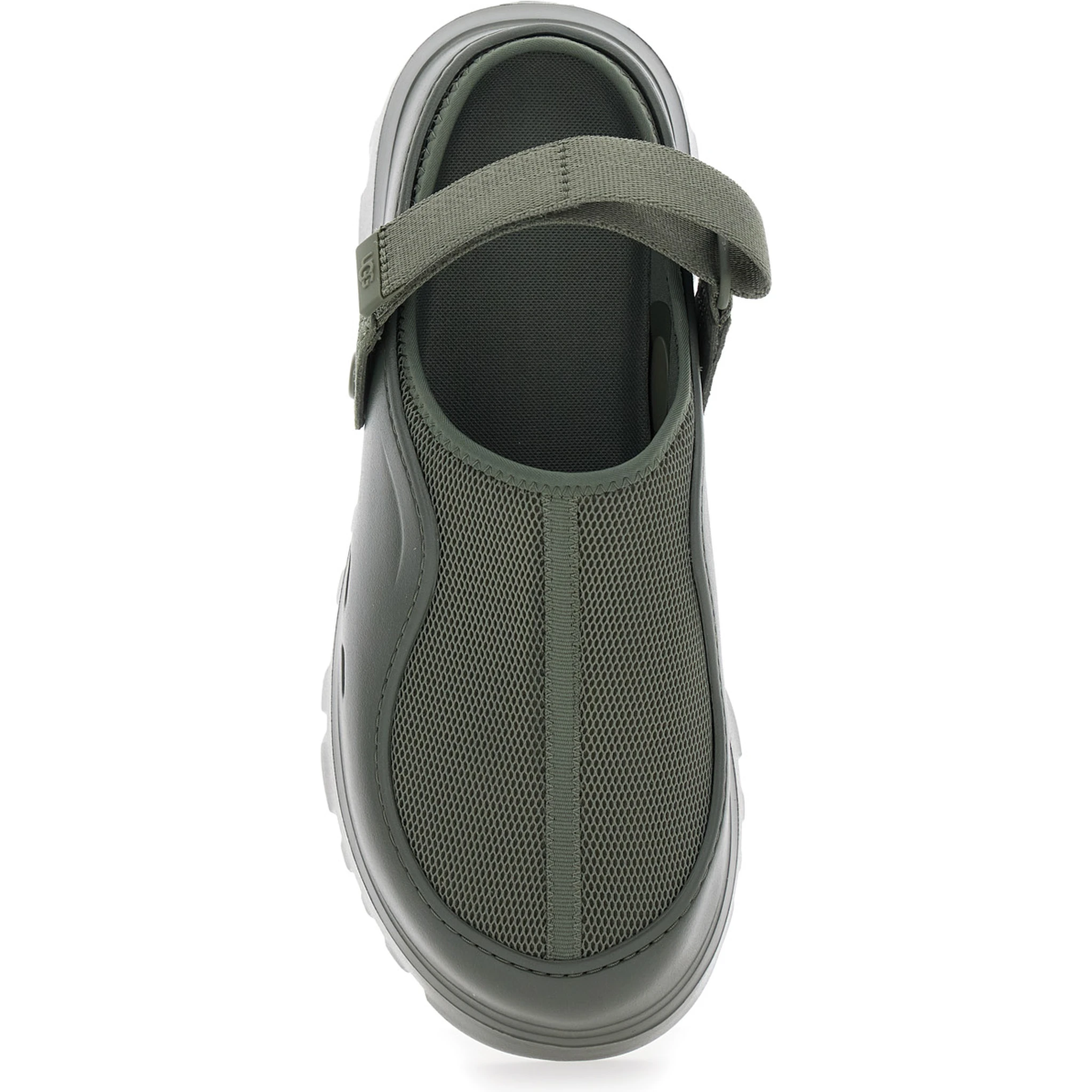 Peakmod Green Mules with Adjustable Strap and Lug Sole in Tech Fabric Man