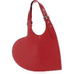 Belt Heart Red Handbag with Heart Shaped Design and Adjustable Belted Handle in Leather Woman