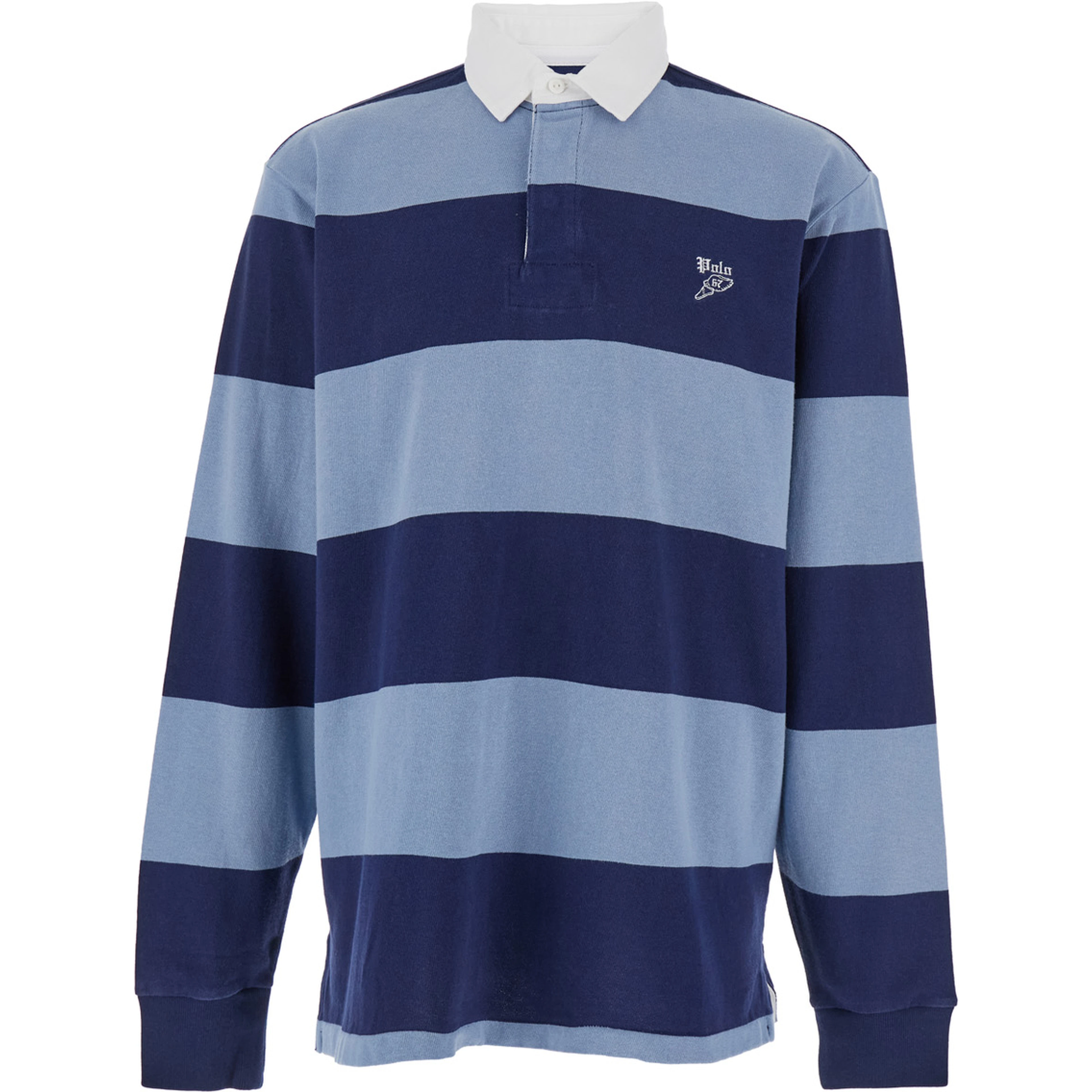 "Rugby" Multicolor Polo Shirt with Logo Embroidery on the Front and All-Over Striped Motif in Cotton Man