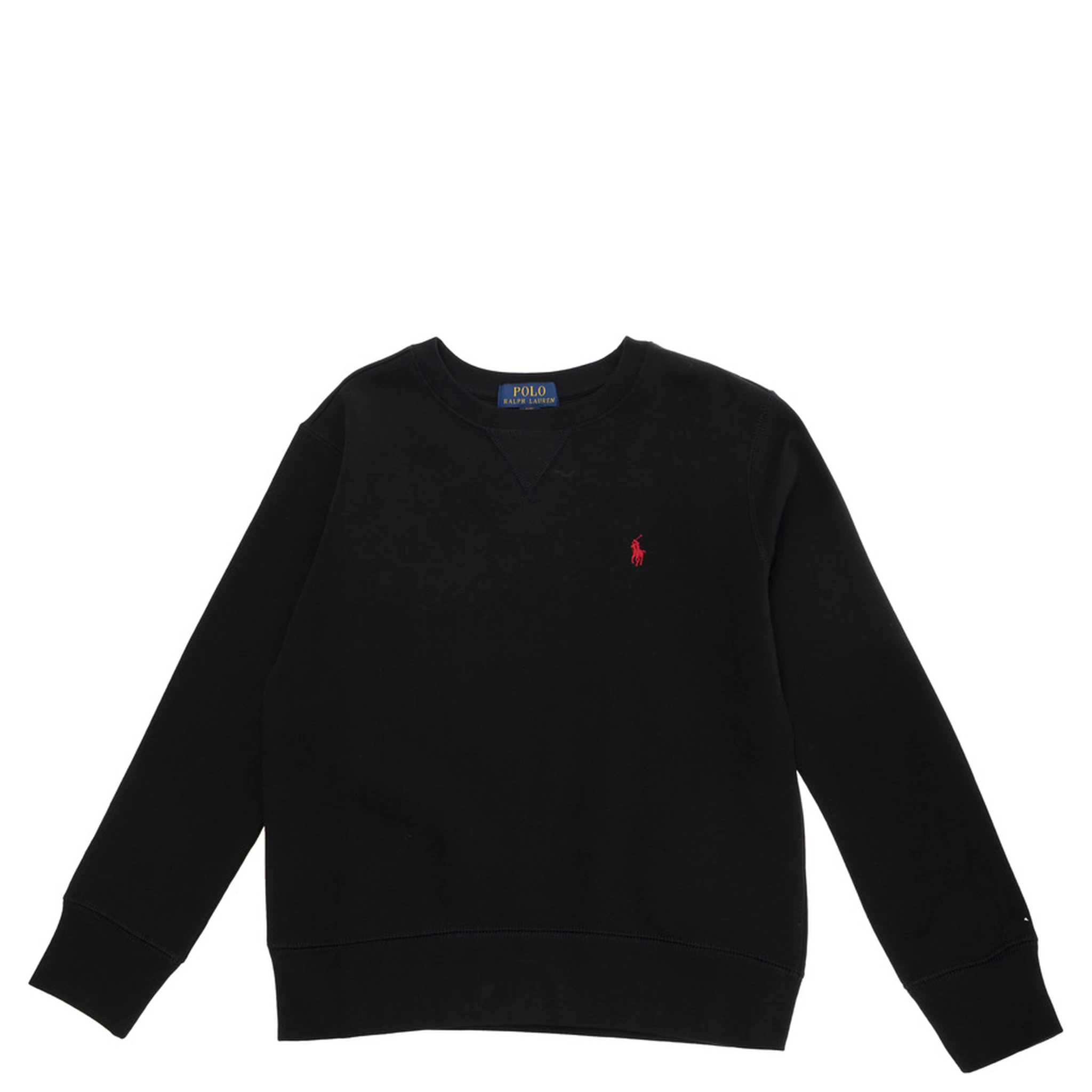 Black Sweater with V Neck and Pony Embroidery on the Front in Cotton Blend Boy