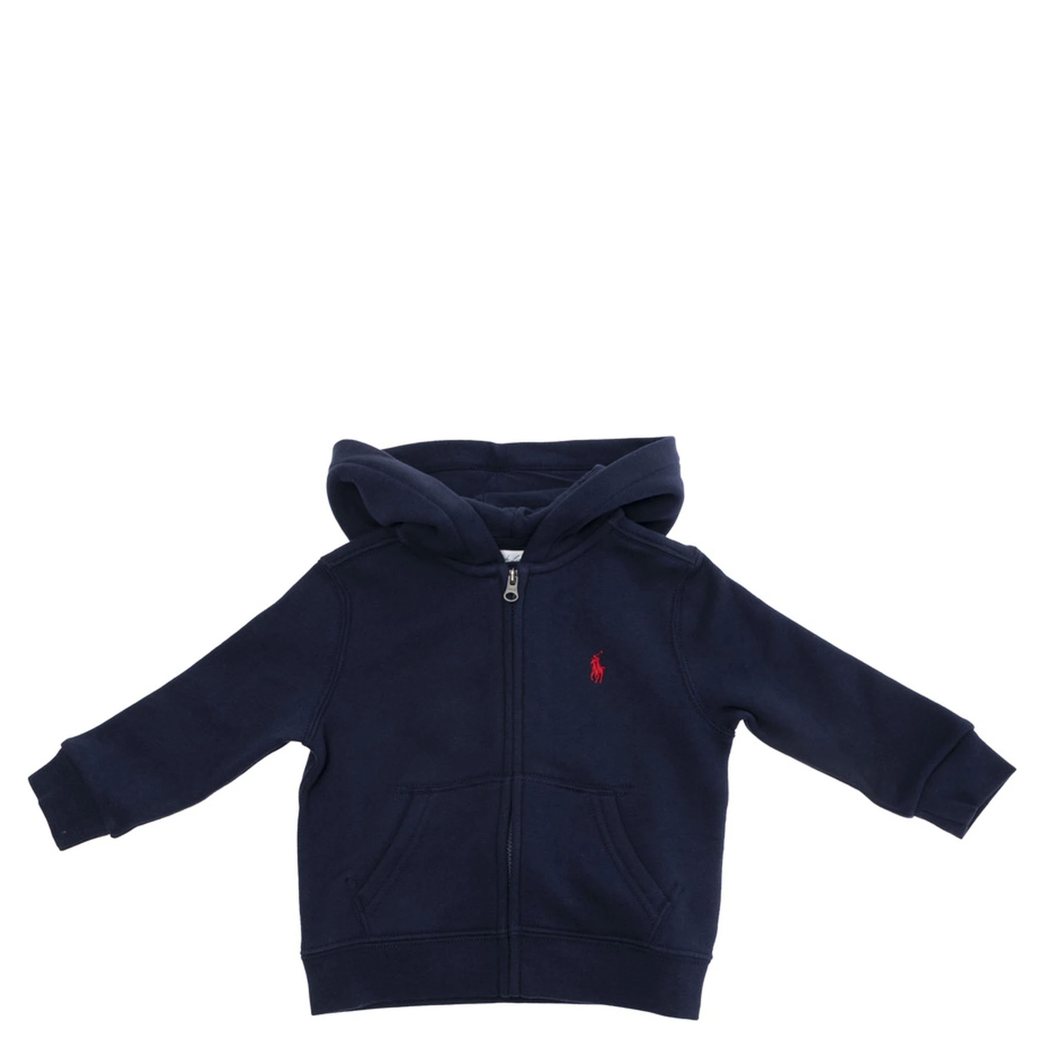 Blue Sweatshirt with Fixed Hood and Pony Embroidery on the Front in Cotton Blend Baby