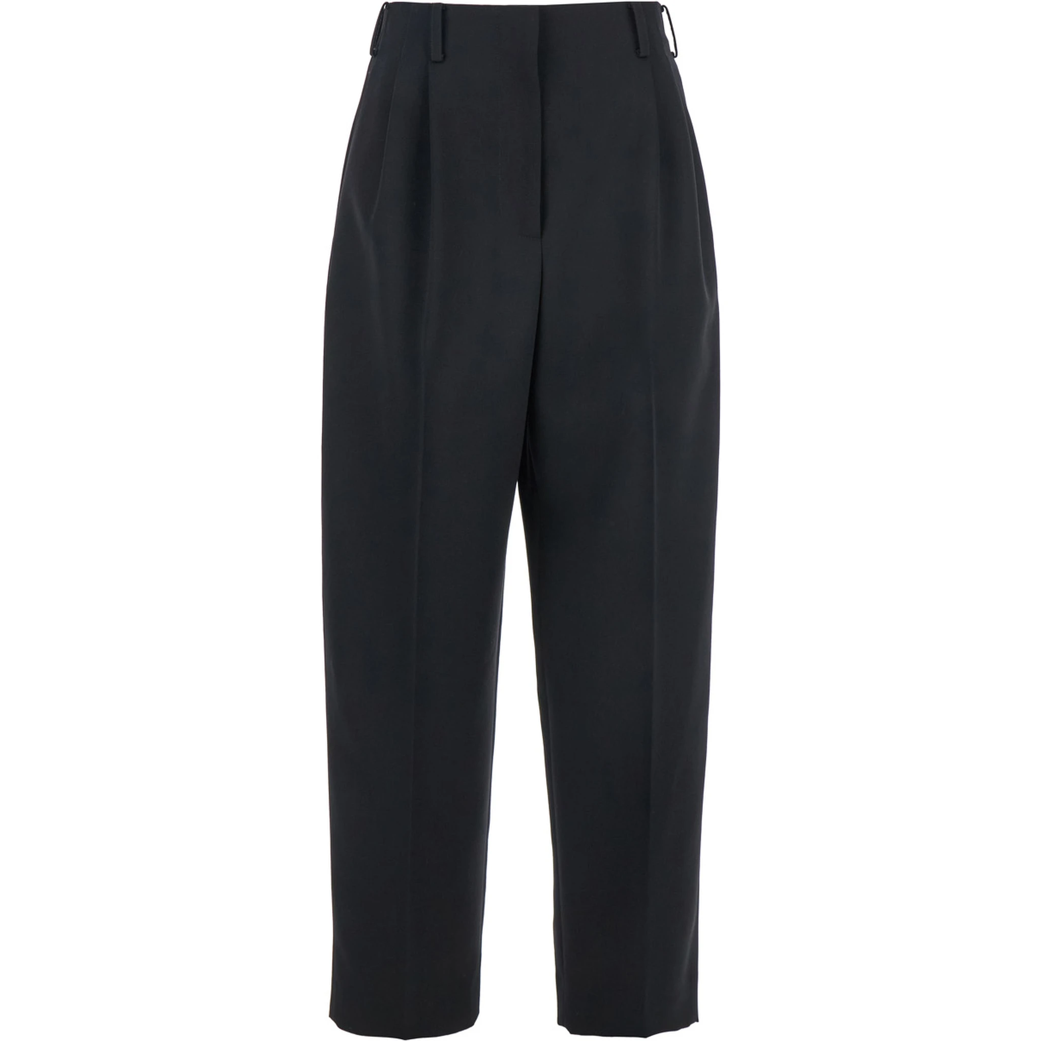 Cocon Black Pants with Belt Loops in Wool Woman