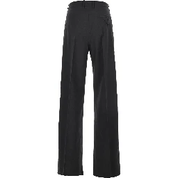 Grey Pants with Belt Loops and One Rear Welt Pocket in Wool Man