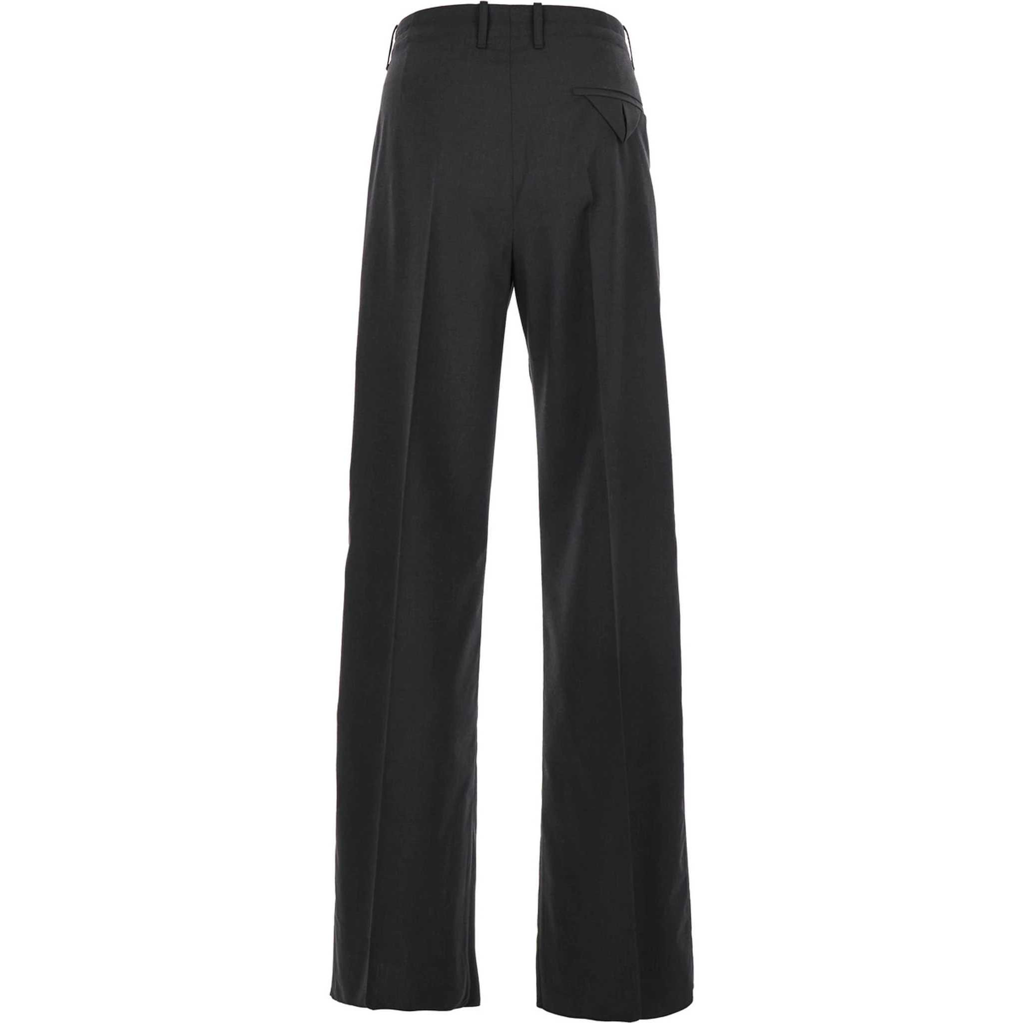 Grey Pants with Belt Loops and One Rear Welt Pocket in Wool Man